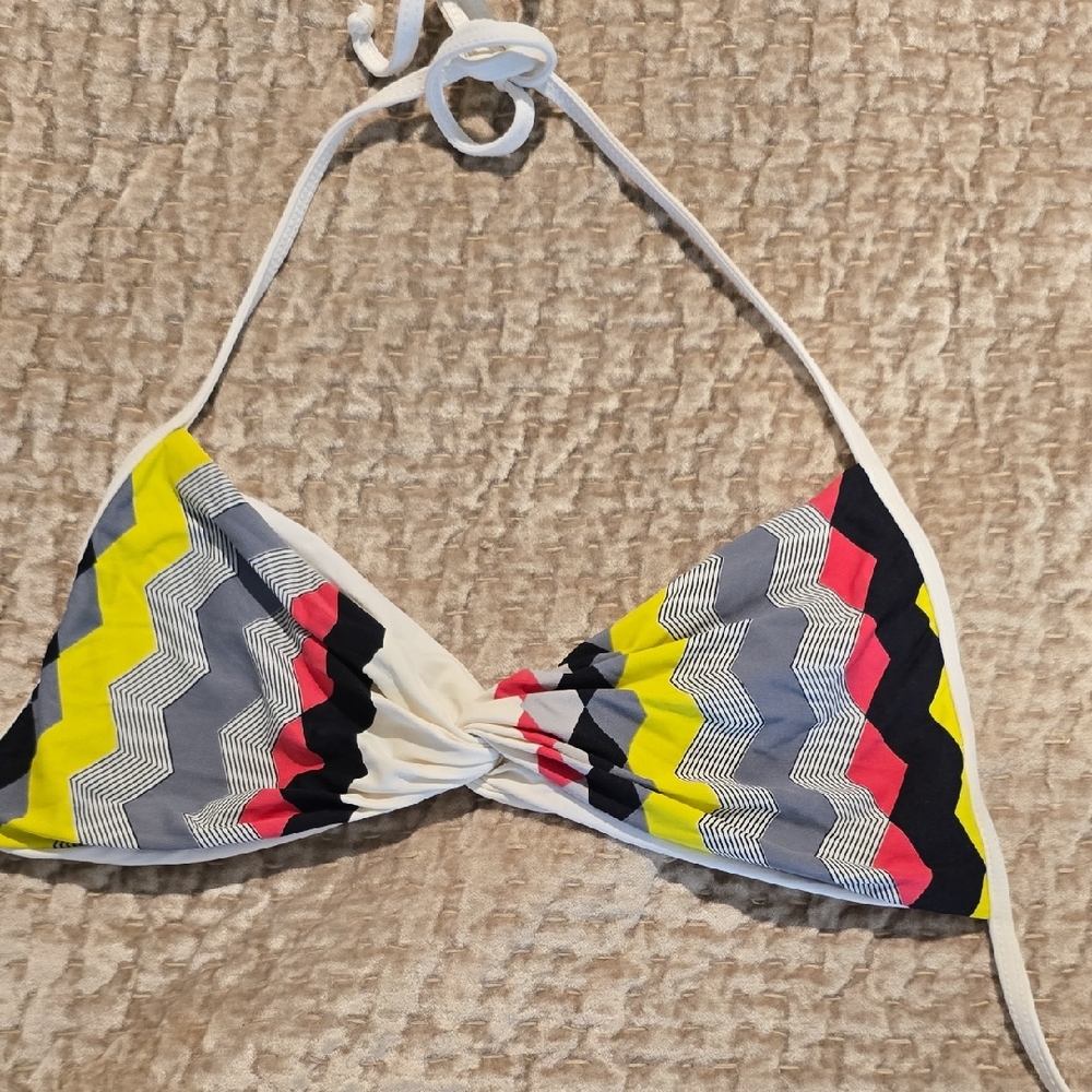 L*Space Colorful Chevron Bikini Top Size Large